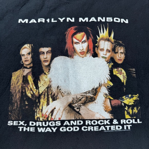 Marilyn Manson Rock Is Dead Tour '99 T-Shirt Medium Graphic Tultex Black Rock - Picture 3 of 12